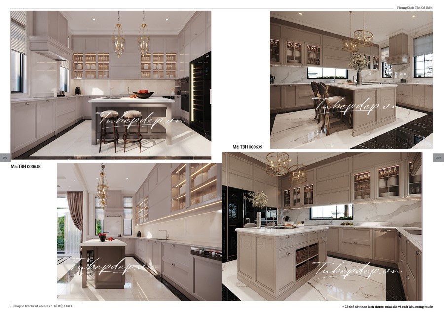 Thiết kế phòng bếp biệt thự tân cổ điển